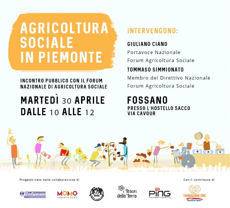 Agricoltura Sociale: martedì 30 aprile a Fossano incontro pubblico con il Forum Nazionale