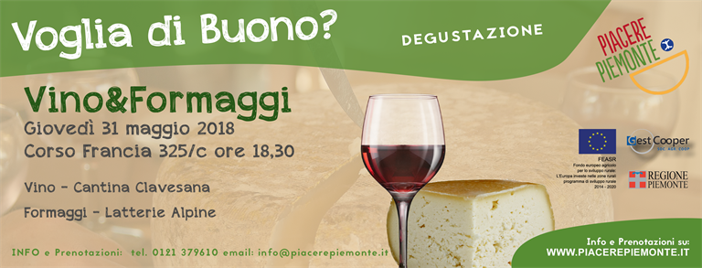 Al via la ricca estate di Piacere Piemonte: il 31 Maggio vino e formaggi al Qui Da Noi Bistrot