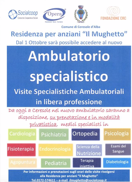 Residenza “Il Mughetto”: inaugura a Ceresole D’Alba un nuovo Ambulatorio Specialistico