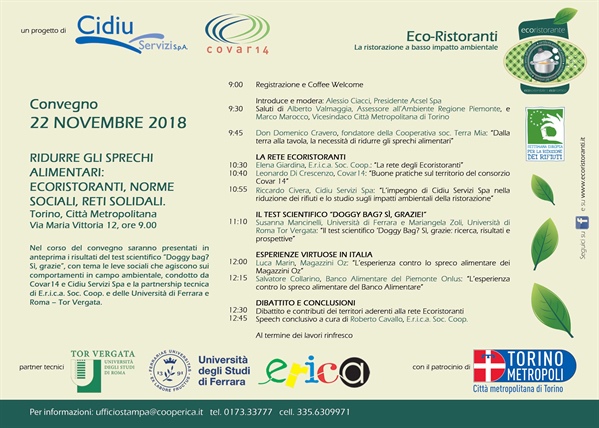 Ridurre gli sprechi alimentari, 22 novembre a Torino