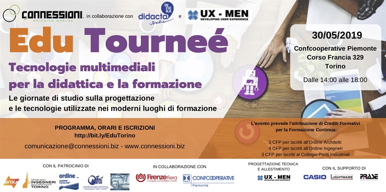 Edu Tournée: giovedì 30 maggio una giornata di studio sulle tecnologie multimediali per la didattica e la formazione